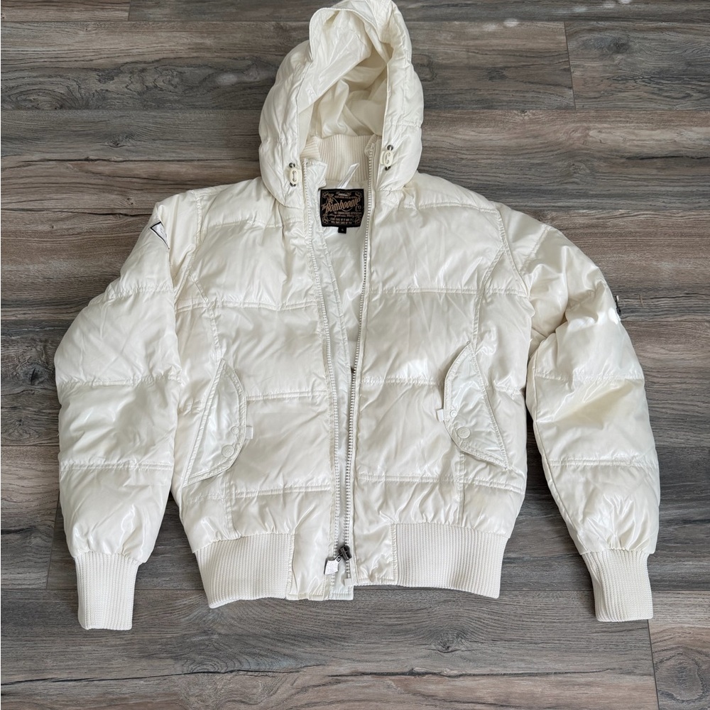 The Bomb Boogie Co Italy Puff Jacket Winter Coat Size S White Puffer Jacket